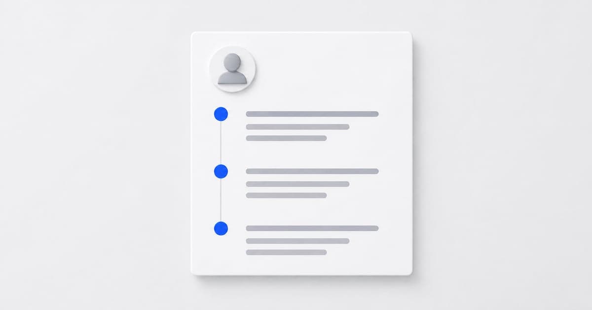 A profile card with a three-step experience timeline and achievement bars.