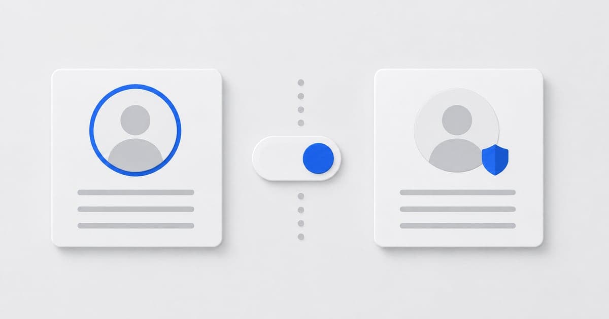 Two profile cards illustrating public and restricted job-search visibility.