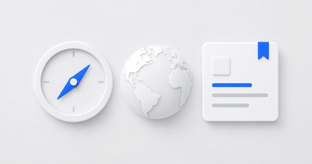 A compass, globe, and bookmarked job card for a focused remote search.