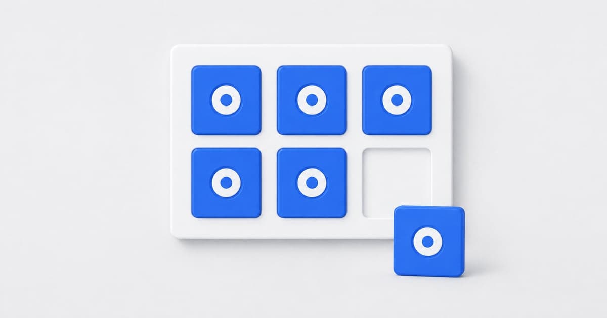 A skills grid with one open slot and a separate tile representing a gap to address.