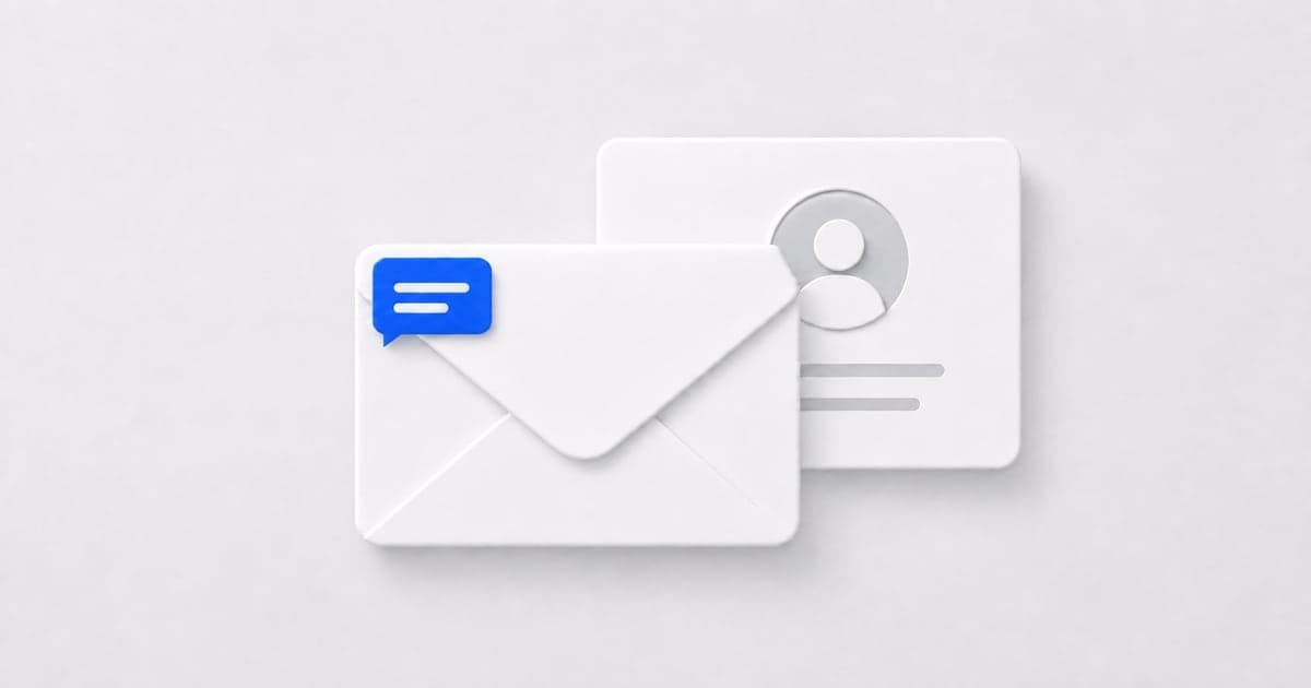 A personalized envelope beside a hiring-manager contact card.