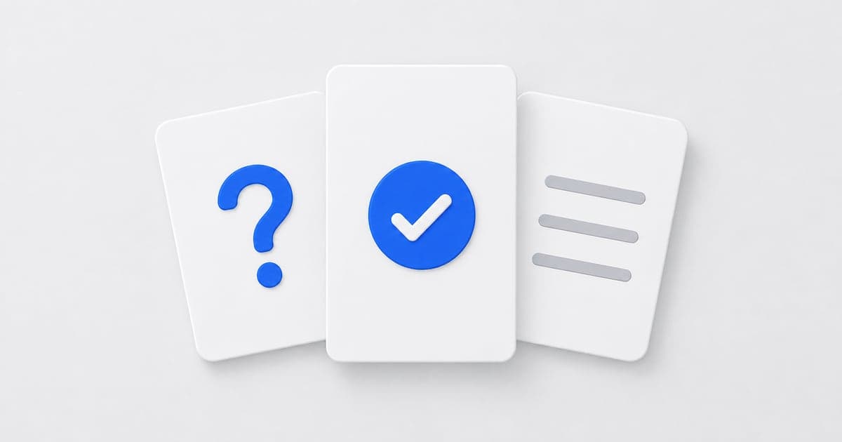 Conversation cards representing interview questions and structured answers.