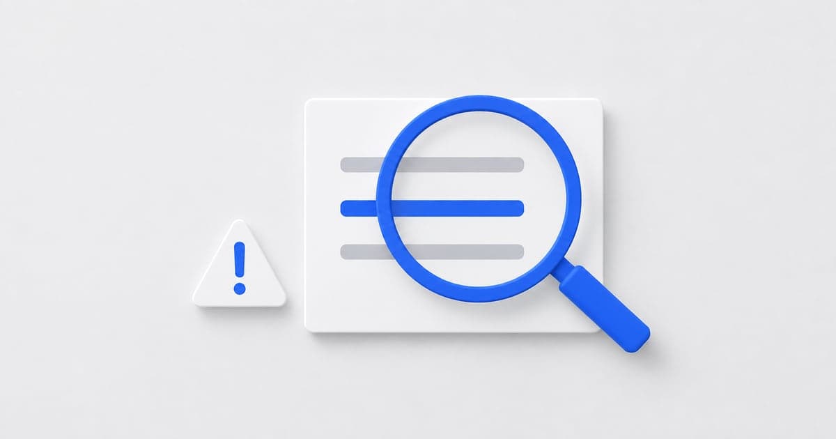 A magnifying glass and warning marker beside a job description.