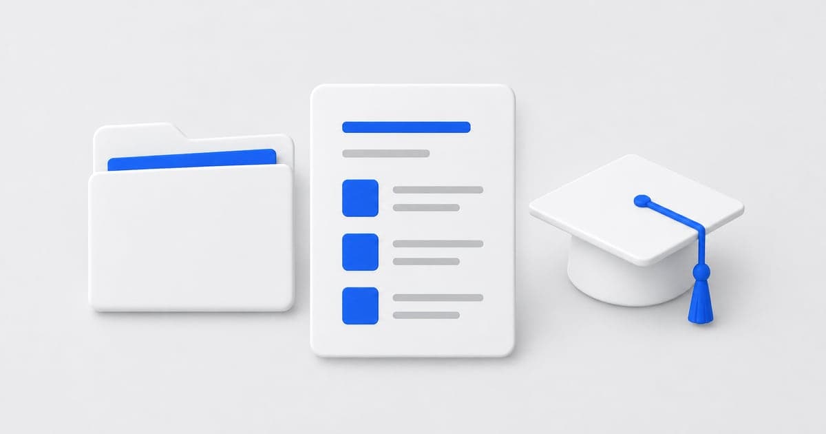 A project folder and graduation cap beside an entry-level resume.