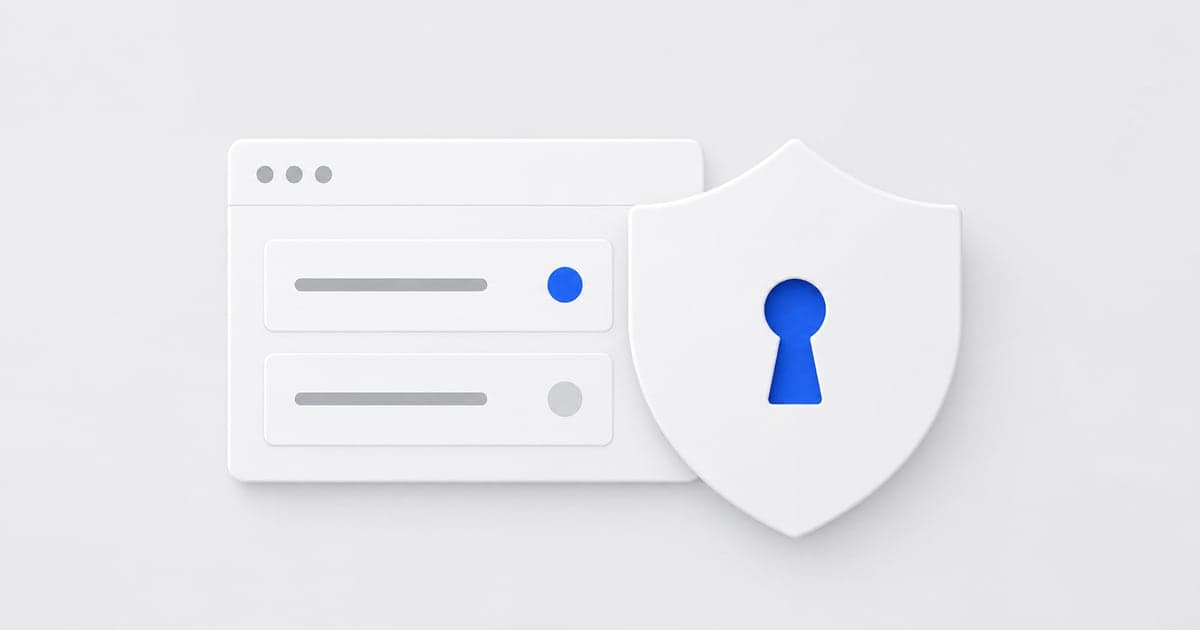 A white shield with a blue keyhole beside browser permission controls.