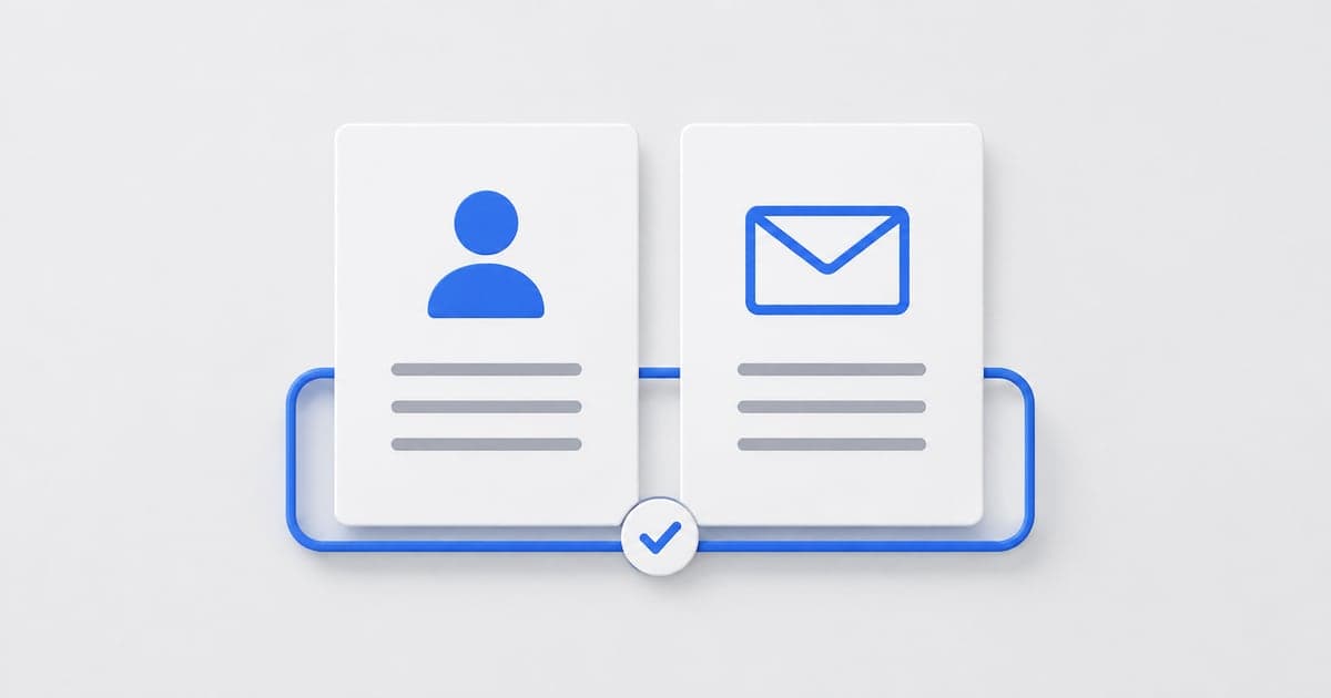 Resume and cover-letter cards aligned within one blue frame with a shared review check.