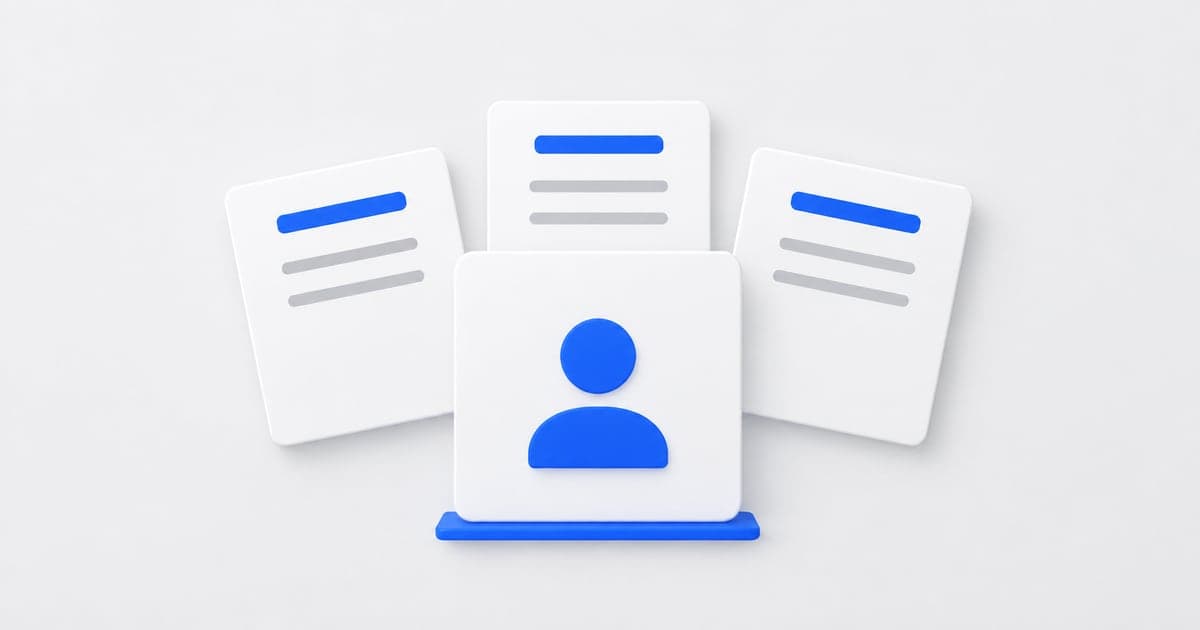 One career-profile card in front of three separate application documents.