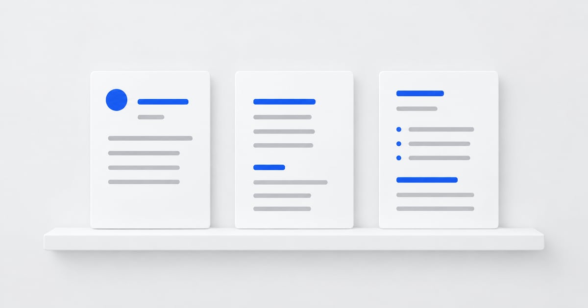 Three resume-template cards displayed side by side for comparison.