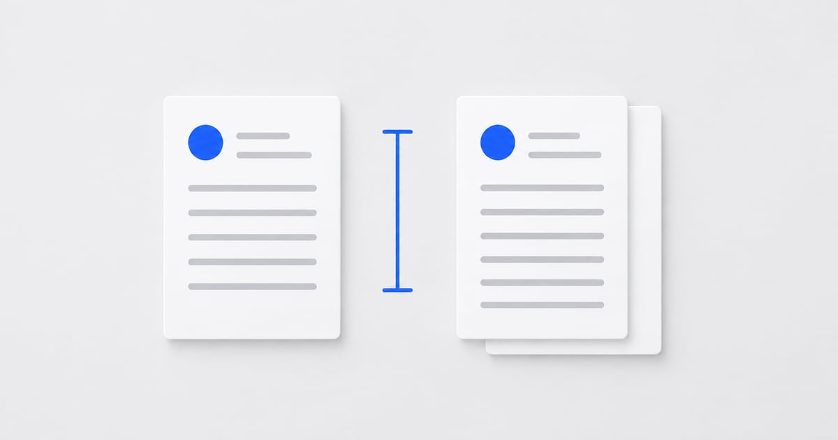 One resume page beside a two-page version for comparing length.
