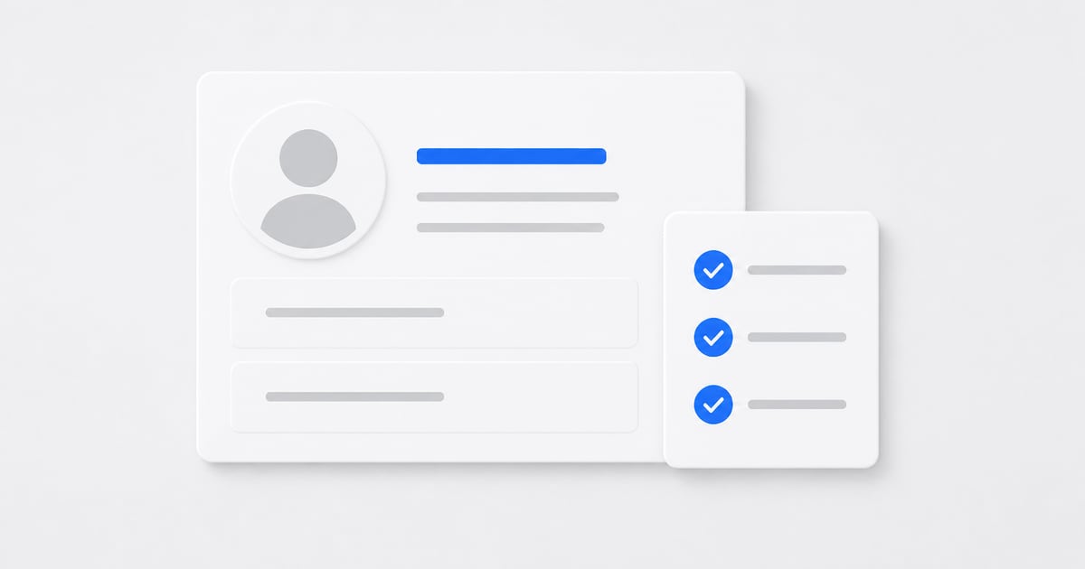 A profile panel beside an optimization checklist.